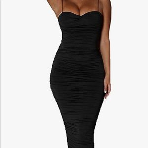 Black Ankle length midi dress